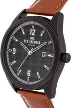 Ben Sherman Mens Watch with Black Dial and Tan Leather Strap WB040TB