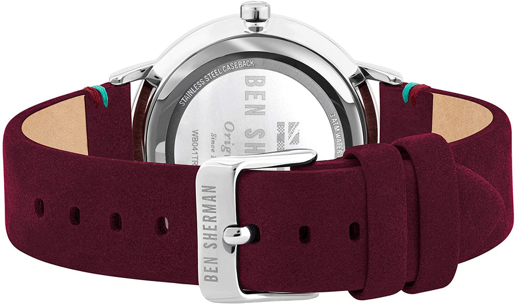 Ben Sherman Mens Watch with Black Dial and Red Leather Strap WB043R