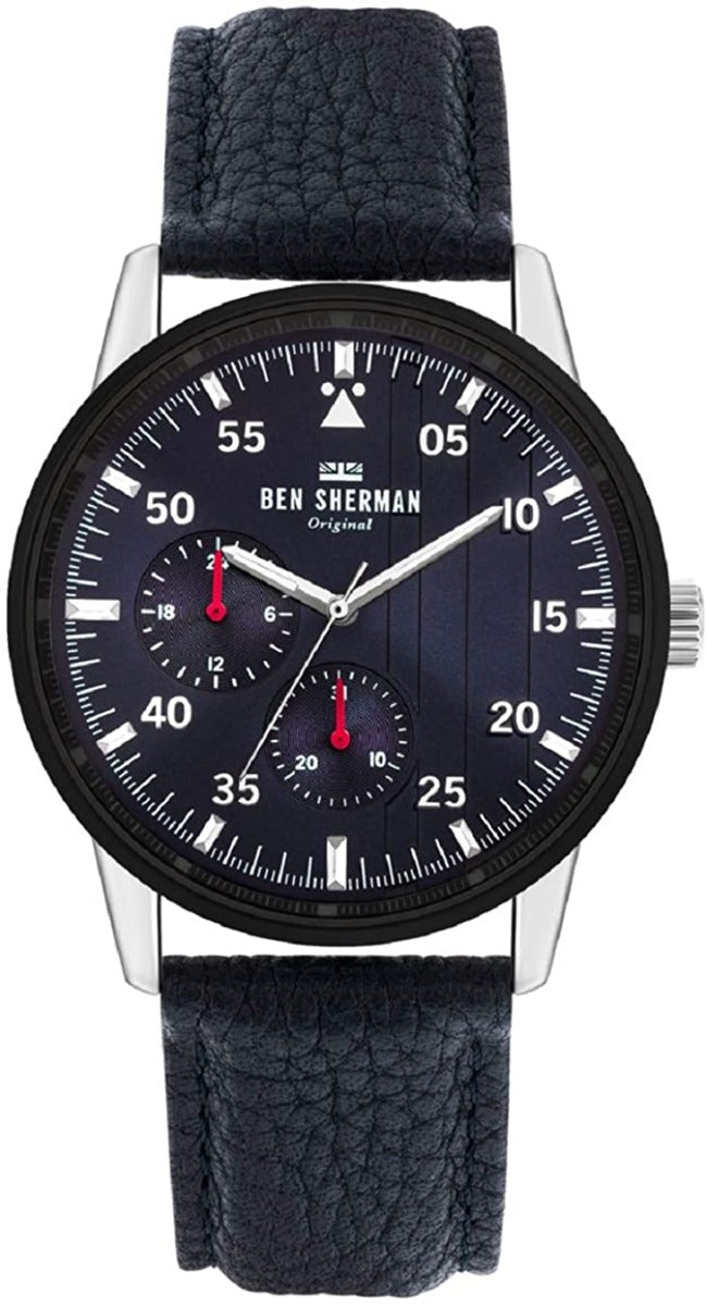 Ben Sherman Mens Watch with Blue Dial and Blue Leather Strap WB045U