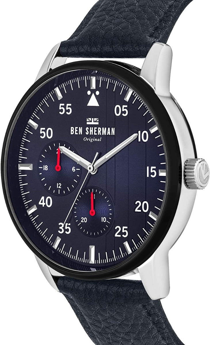 Ben Sherman Mens Watch with Blue Dial and Blue Leather Strap WB045U
