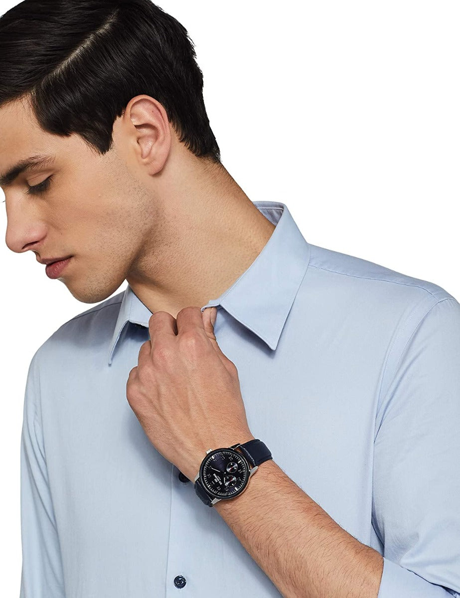 Ben Sherman Mens Watch with Blue Dial and Blue Leather Strap WB045U
