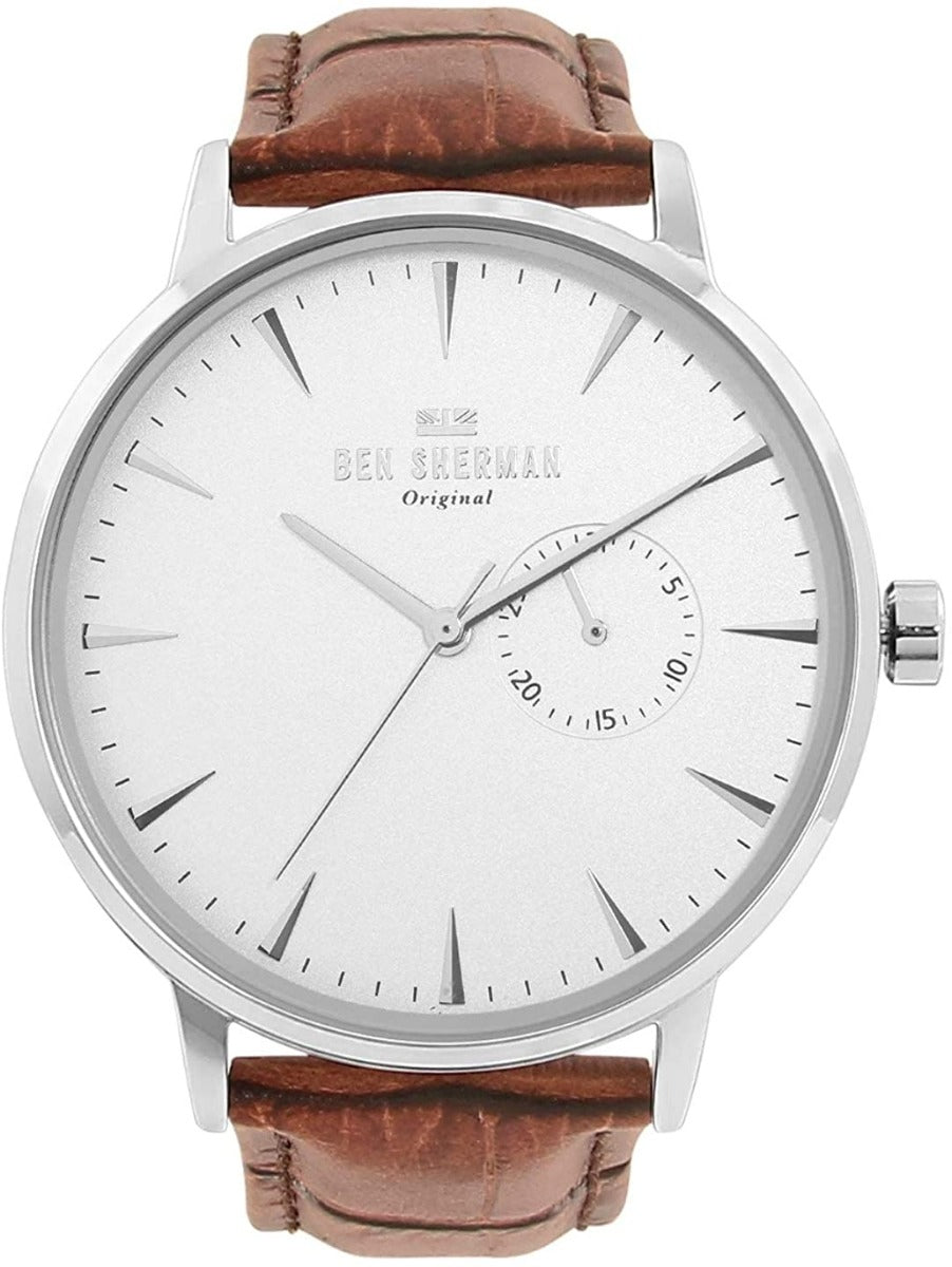 Ben Sherman Mens Portobello Watch with White Dial and Brown Leather Strap WB055T