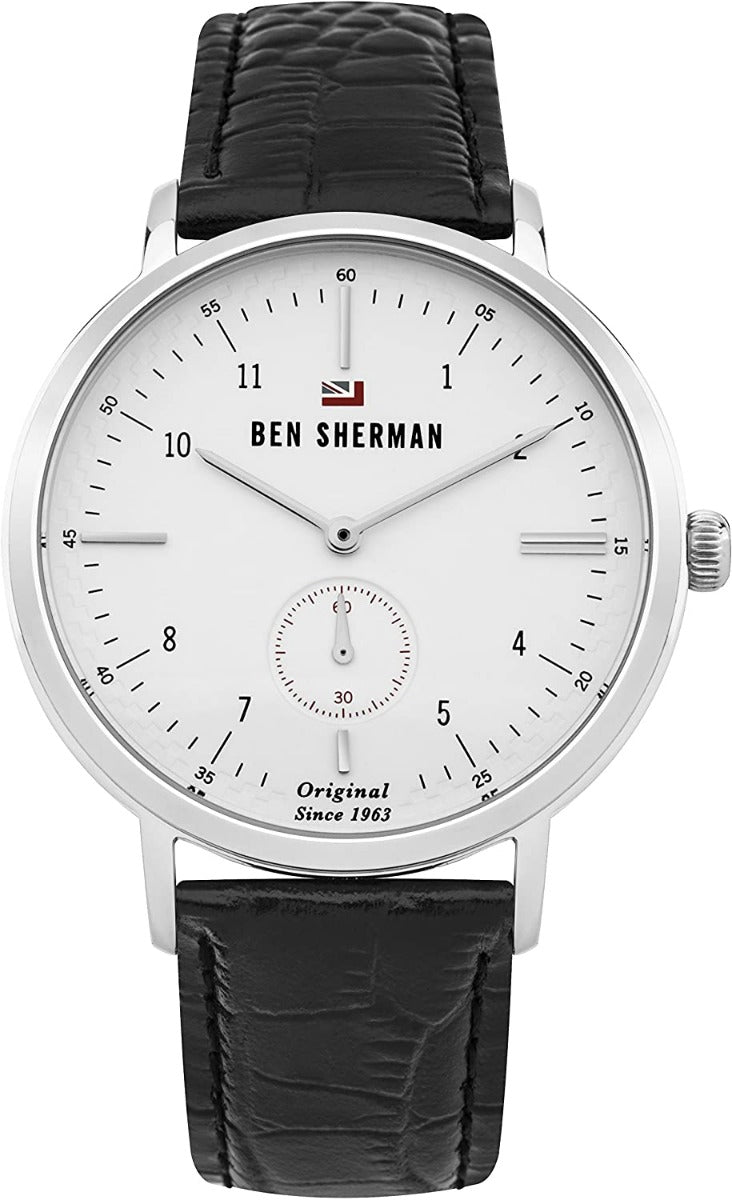 Ben Sherman Men's Watch with White Dial and Black Leather Strap WBS102WB