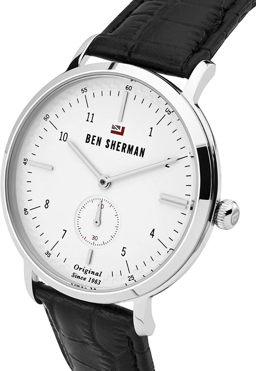 Ben Sherman Men's Watch with White Dial and Black Leather Strap WBS102WB