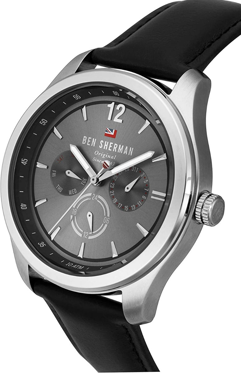 Ben Sherman Mens Watch with Grey Dial and Black Leather Strap WBS112B
