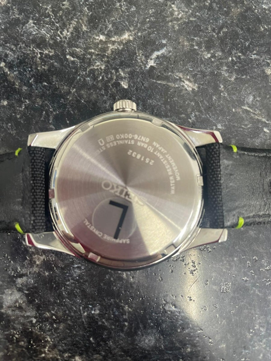 Seiko Mens Watch with Black Dial & Black Leather Strap SUR517P1