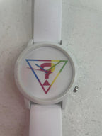 Gwyliad Dynion GUESS Hollywood gyda Deial Gwyn a Strap Gwyn V1024M1 *Ailwampiedig*