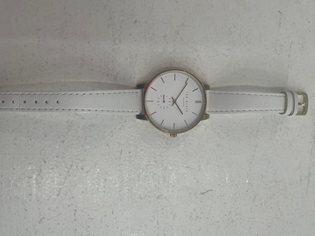 Gwylio i Fenywod Ted Baker gyda Deial Gwyn a Strap Gwyn TE50310003 **Wedi'i Adnewyddu**
