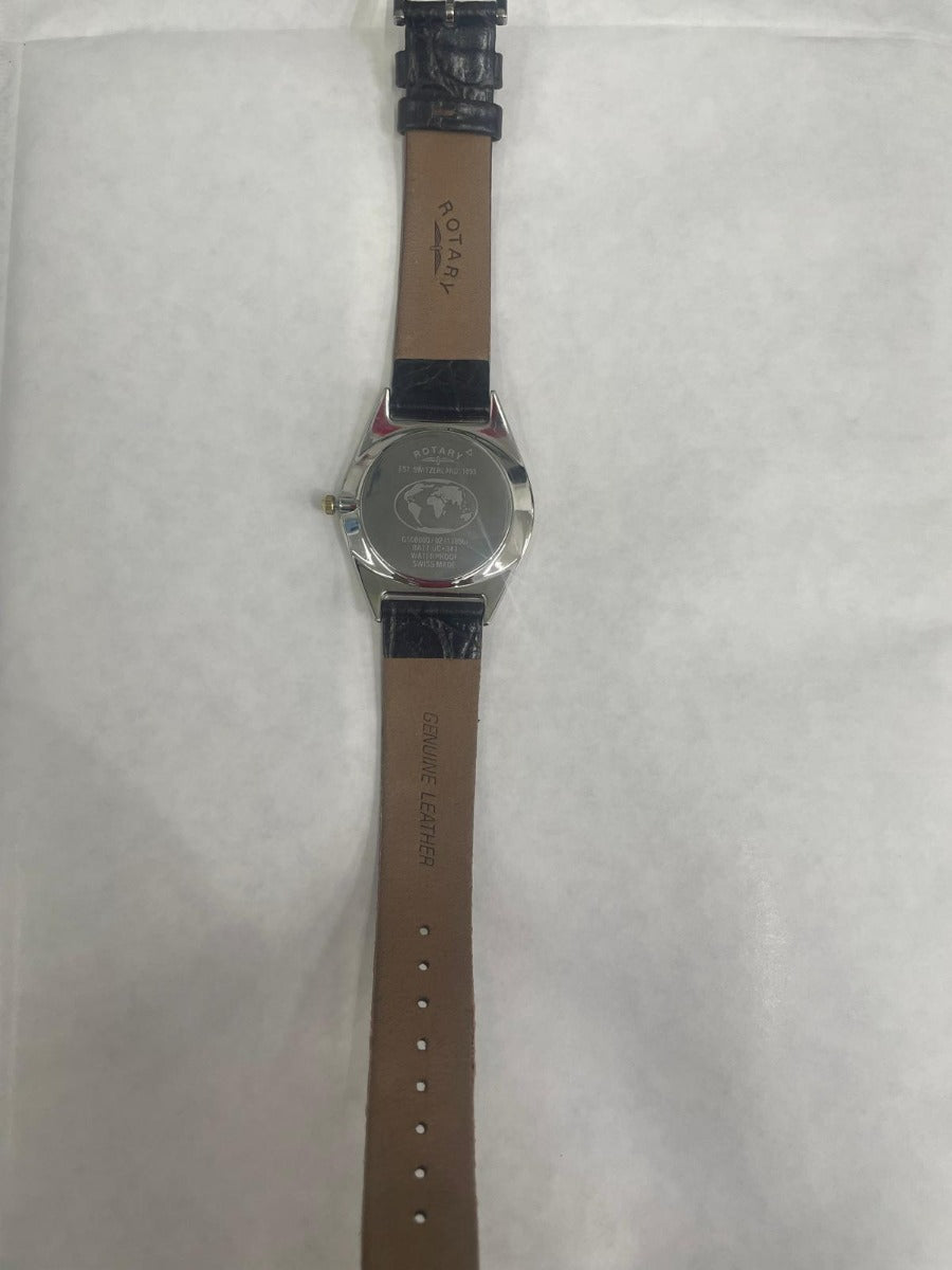 Rotary Men's Watch with White Dial and Brown Leather Strap GS08000/02