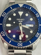 Gwyliad Strap Arian Deial Glas Awtomatig i Ddynion Seiko 5 SRPD51K1 **Wedi'i Adnewyddu**