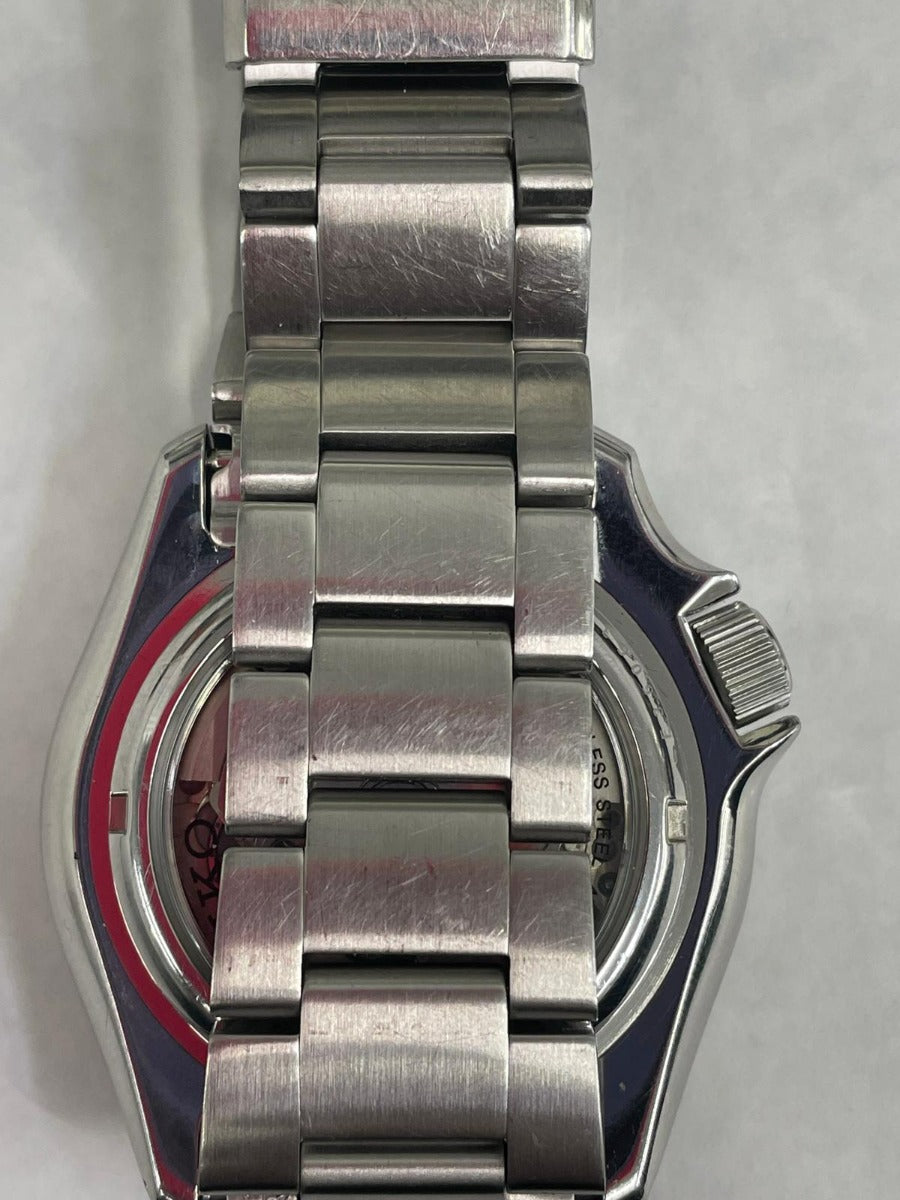 Gwyliad Strap Arian Deial Glas Awtomatig i Ddynion Seiko 5 SRPD51K1 **Wedi'i Adnewyddu**