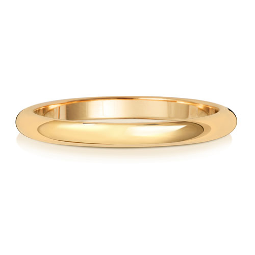 Band Priodas Siâp D 2mm Aur Melyn 18ct