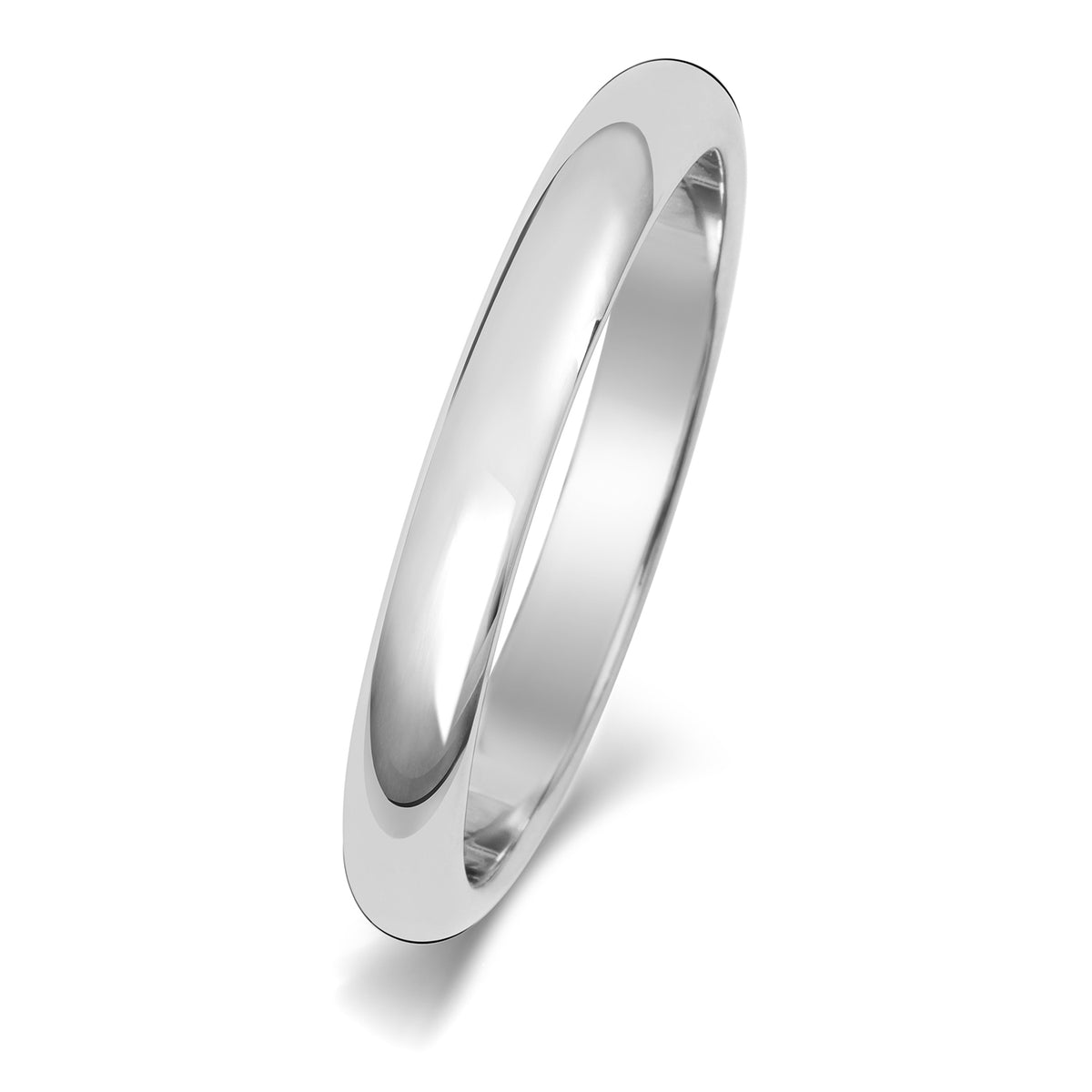 18ct White Gold 2.5mm D Shape Wedding Band
