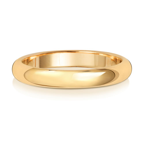18ct Yellow Gold 3mm D Shape Wedding Band