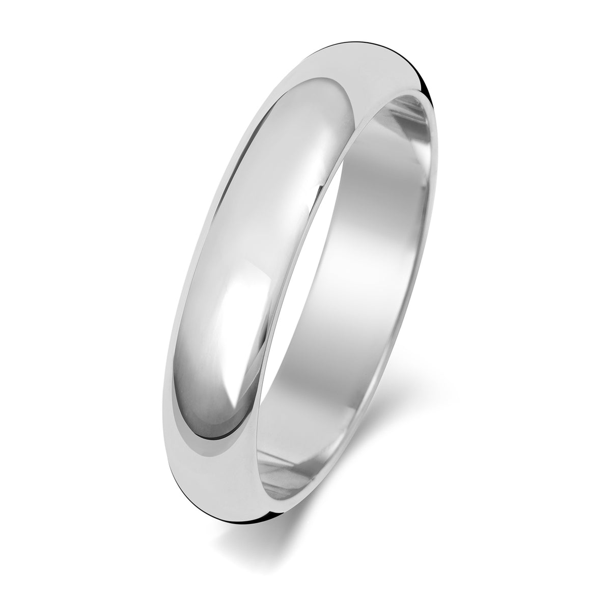 18ct White Gold 4mm D Shape Wedding Band
