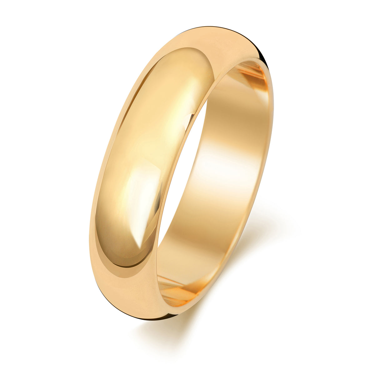 Band Briodas Siâp D Aur Melyn 18ct 5mm