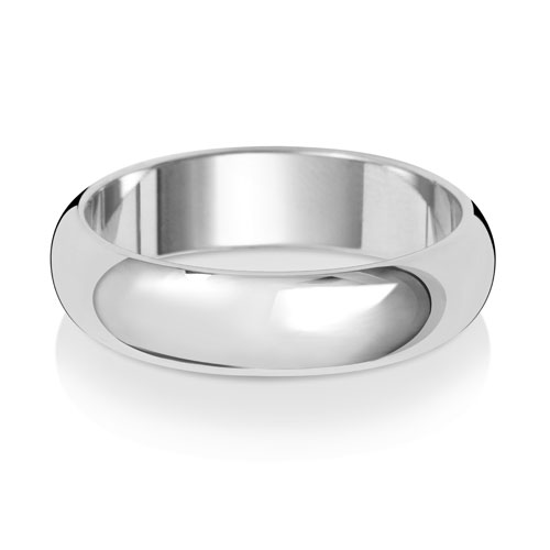 18ct White Gold 5mm D Shape Wedding Band