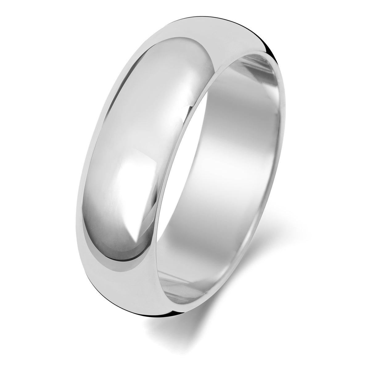 18ct White Gold 6mm D Shape Wedding Band