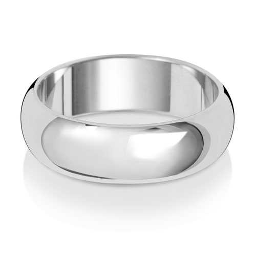 18ct White Gold 6mm D Shape Wedding Band