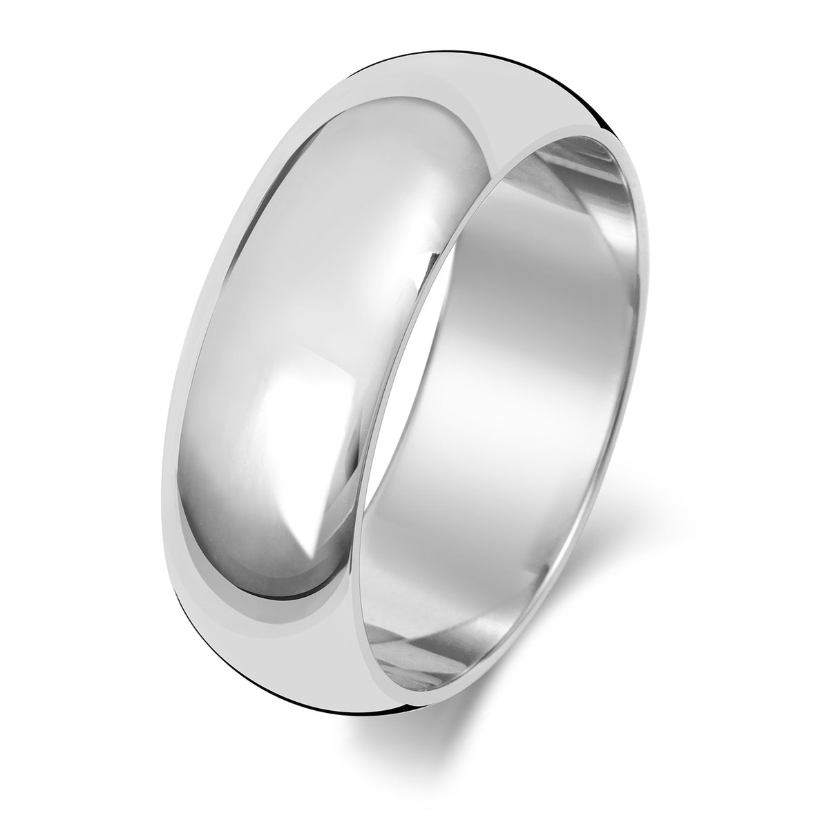 18ct White Gold 7mm D Shape Wedding Band
