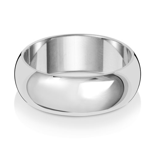 18ct White Gold 7mm D Shape Wedding Band