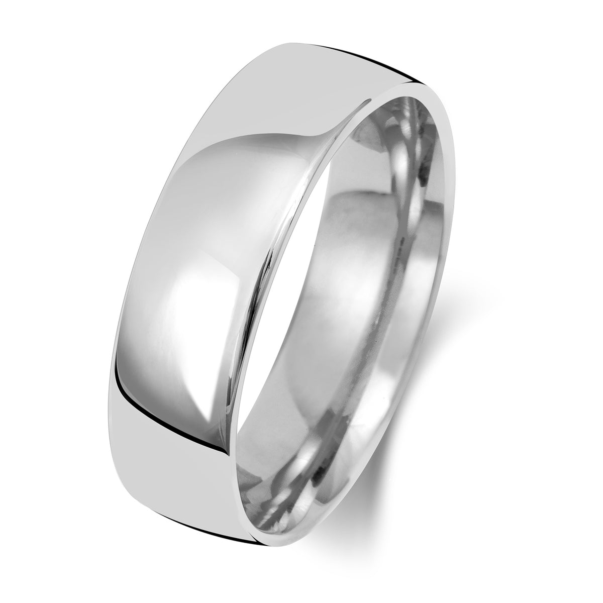18ct White Gold 6mm Court Wedding Band