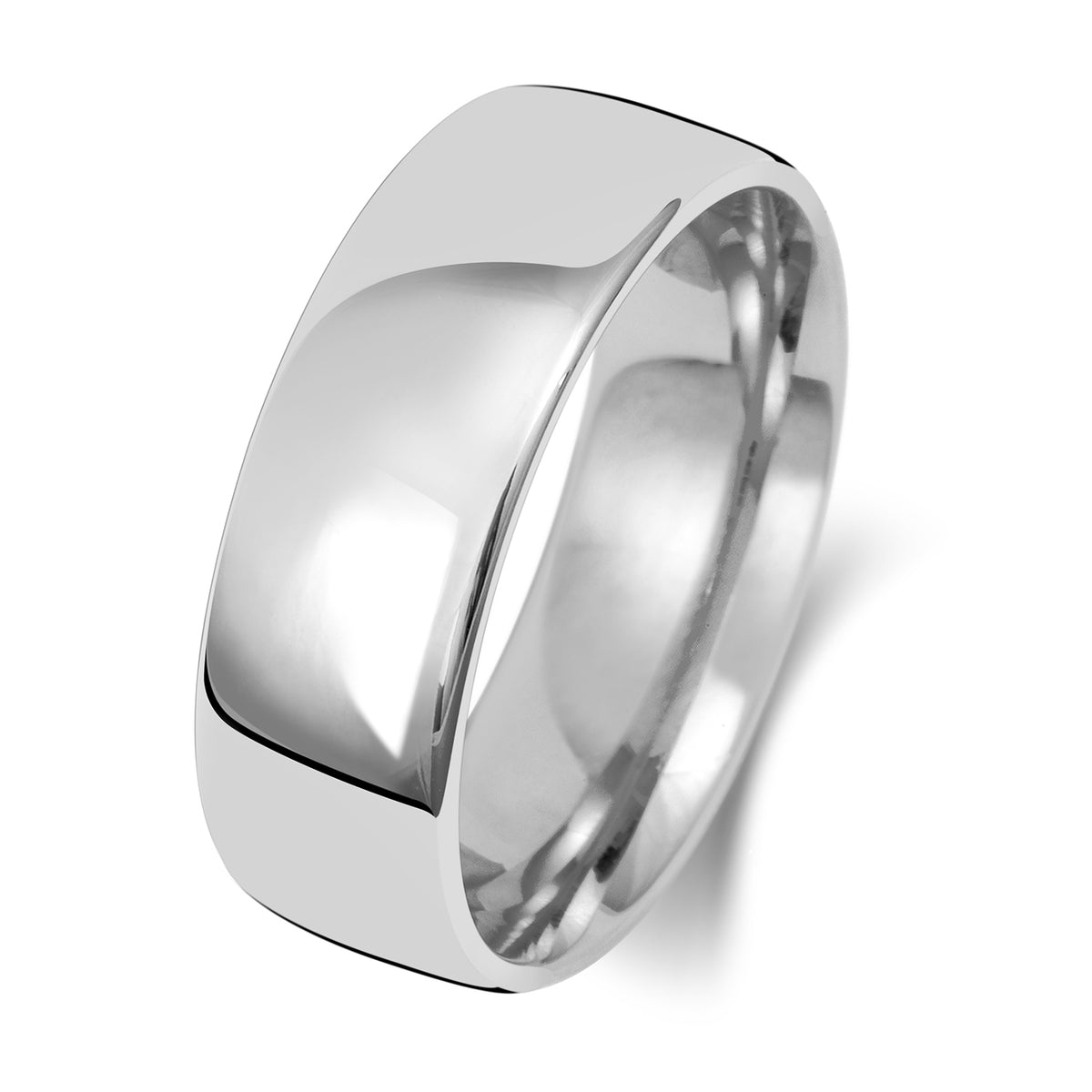 18ct White Gold 7mm Court Wedding Band