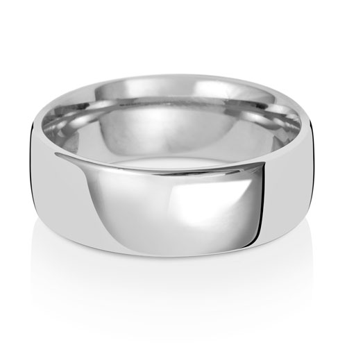 18ct White Gold 7mm Court Wedding Band