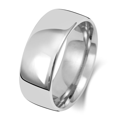 18ct White Gold 8mm Court Wedding Band