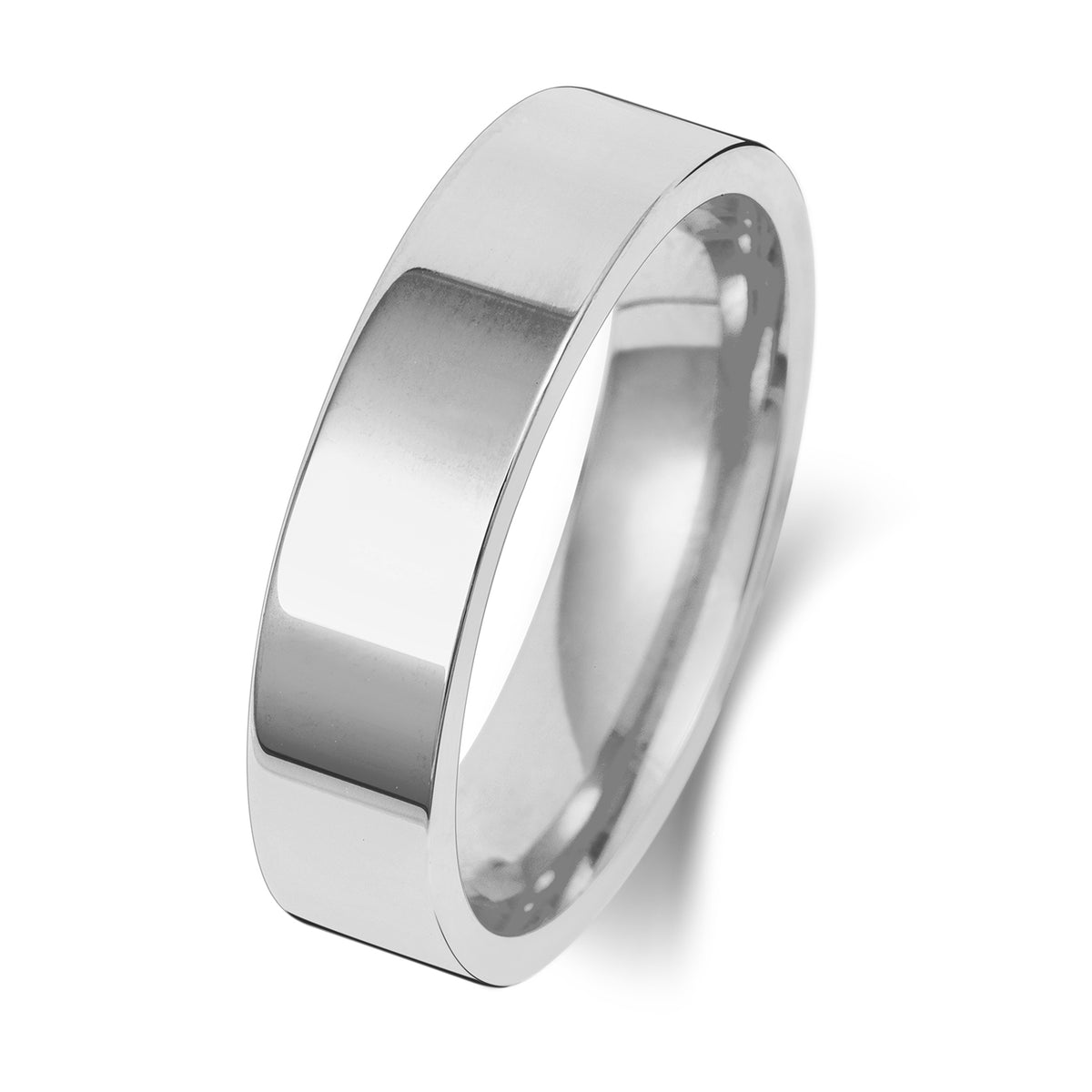 18ct White Gold 5mm Flat Court Wedding Band