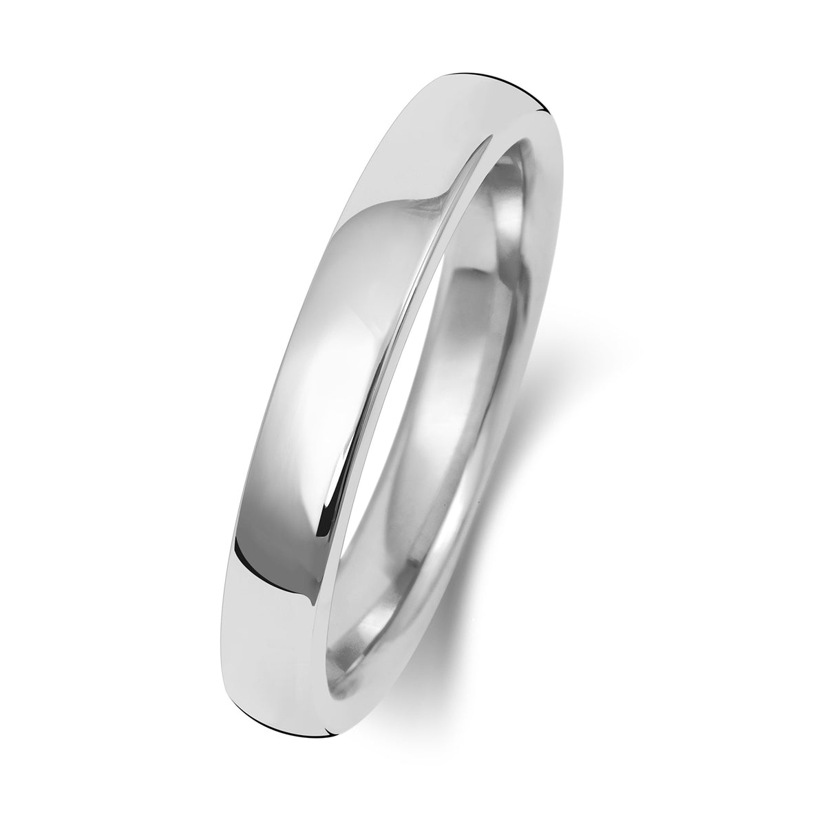 18ct White Gold 3mm Soft Court Wedding Band
