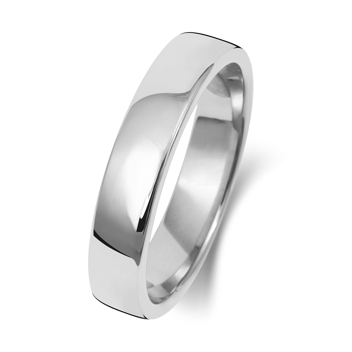 18ct White Gold 4mm Soft Court Wedding Band
