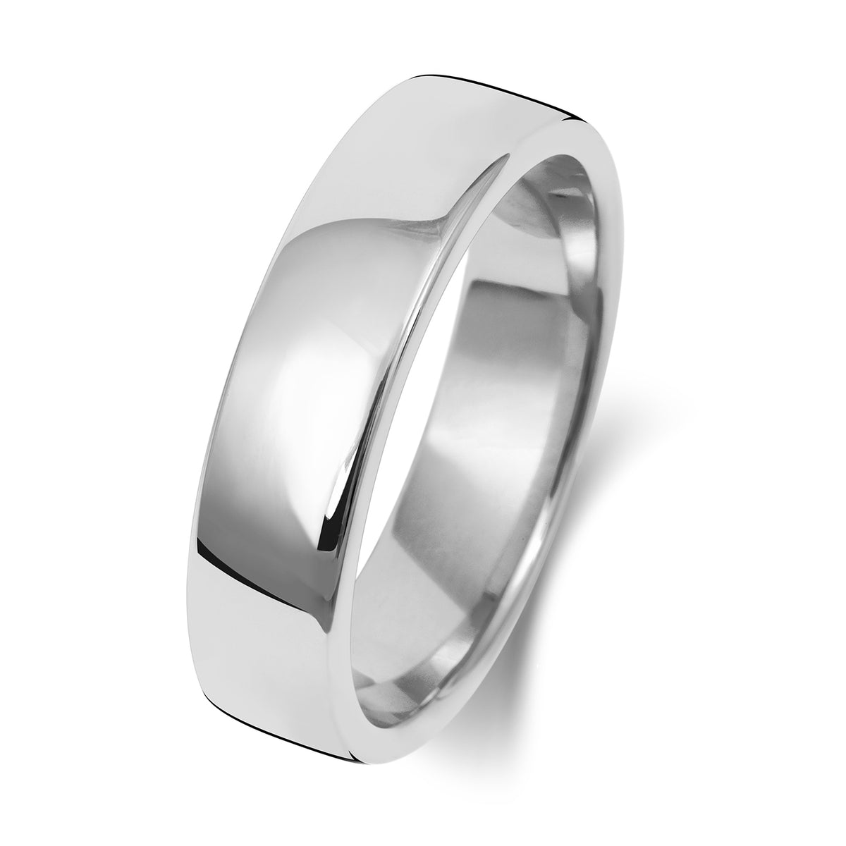 18ct White Gold 5mm Soft Court Wedding Band
