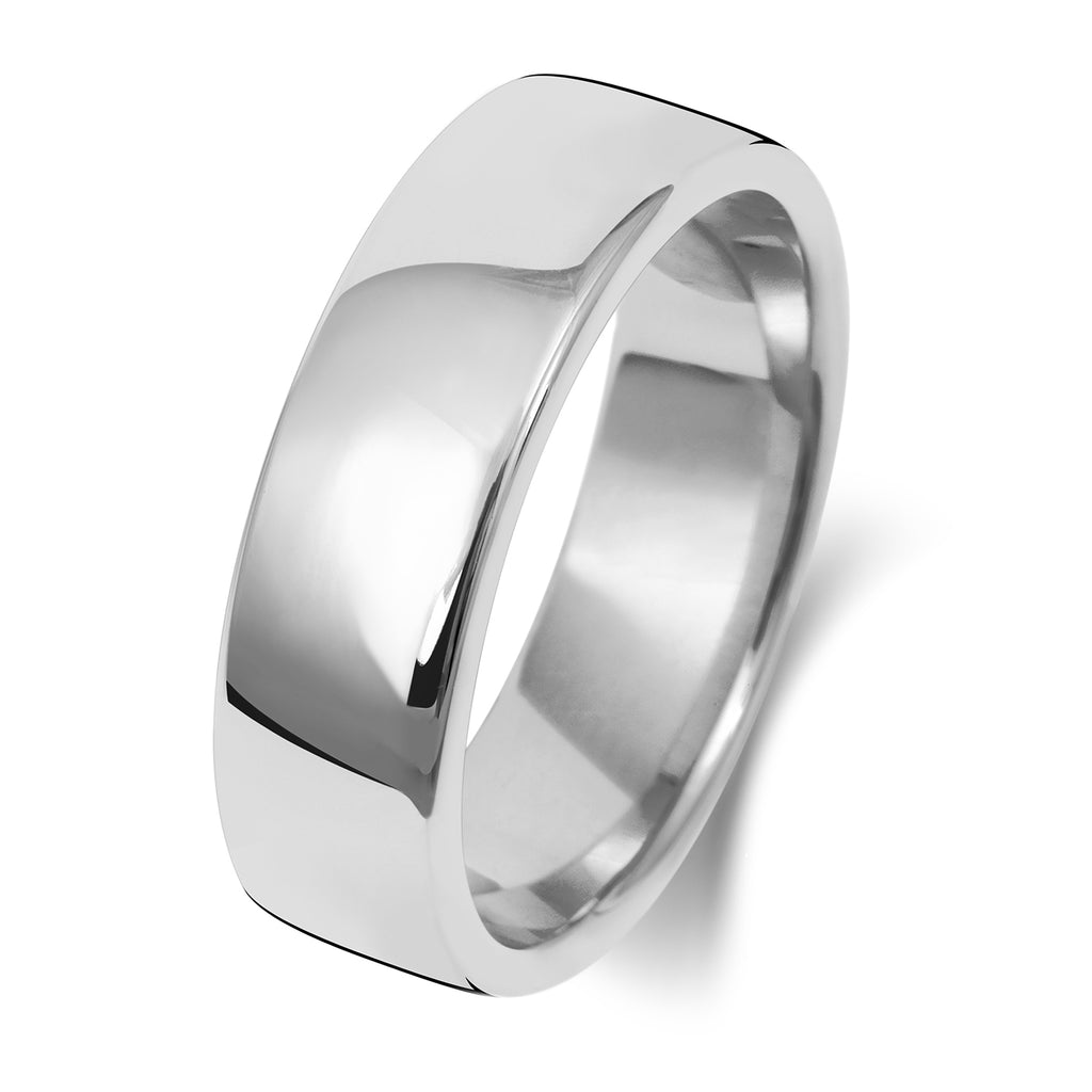 18ct White Gold 6mm Soft Court Wedding Band