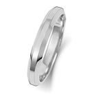 18ct White Gold 3mm Soft Court Bevelled Wedding Band