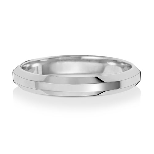 18ct White Gold 3mm Soft Court Bevelled Wedding Band