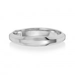 18ct White Gold 3mm Soft Court Bevelled Wedding Band