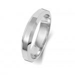 18ct White Gold 4mm Soft Court Bevelled Wedding Band