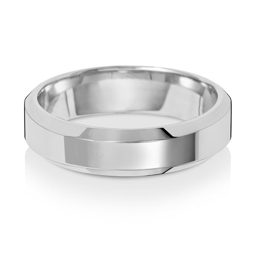18ct White Gold 5mm Soft Court Bevelled Wedding Band