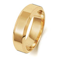 18ct Yellow Gold 6mm Soft Court Bevelled Wedding Band