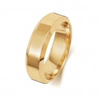 18ct Yellow Gold 6mm Soft Court Bevelled Wedding Band