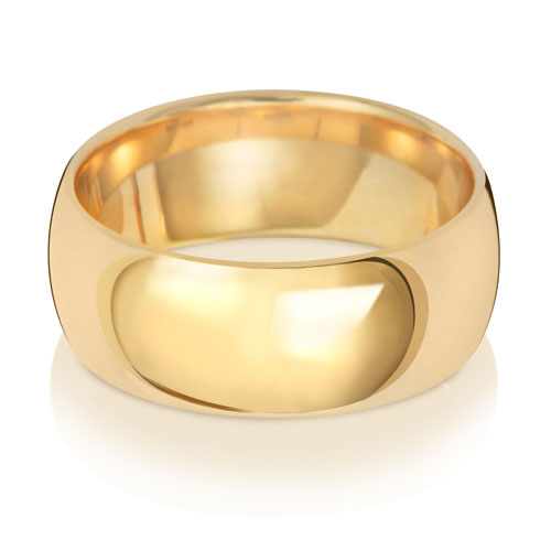 Band Priodas Llys Aur Melyn 18ct 8mm