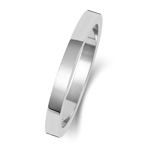 18ct White Gold 2mm Flat Wedding Band