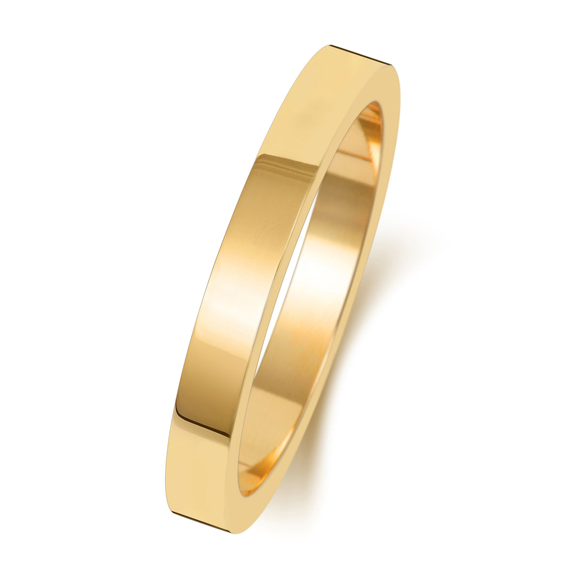 Band Priodas Gwastad 2.5mm Aur Melyn 18ct