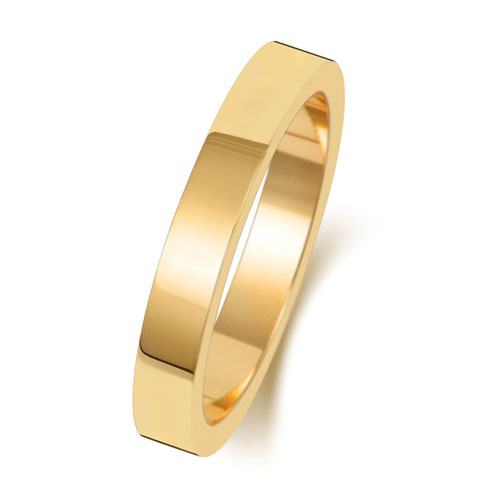 18ct Yellow Gold 3mm Flat Wedding Band