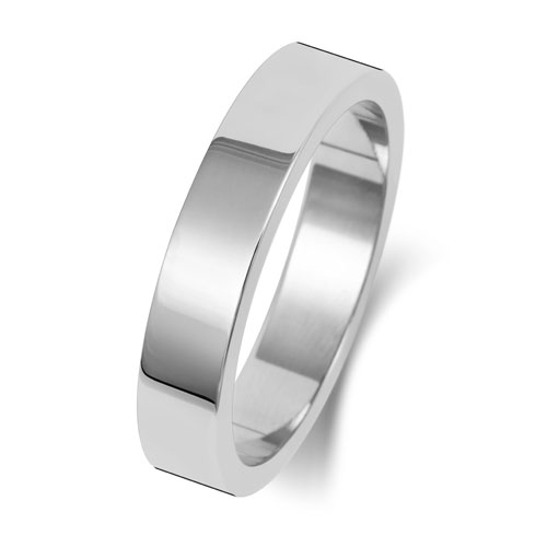 18ct White Gold 4mm Flat Wedding Band