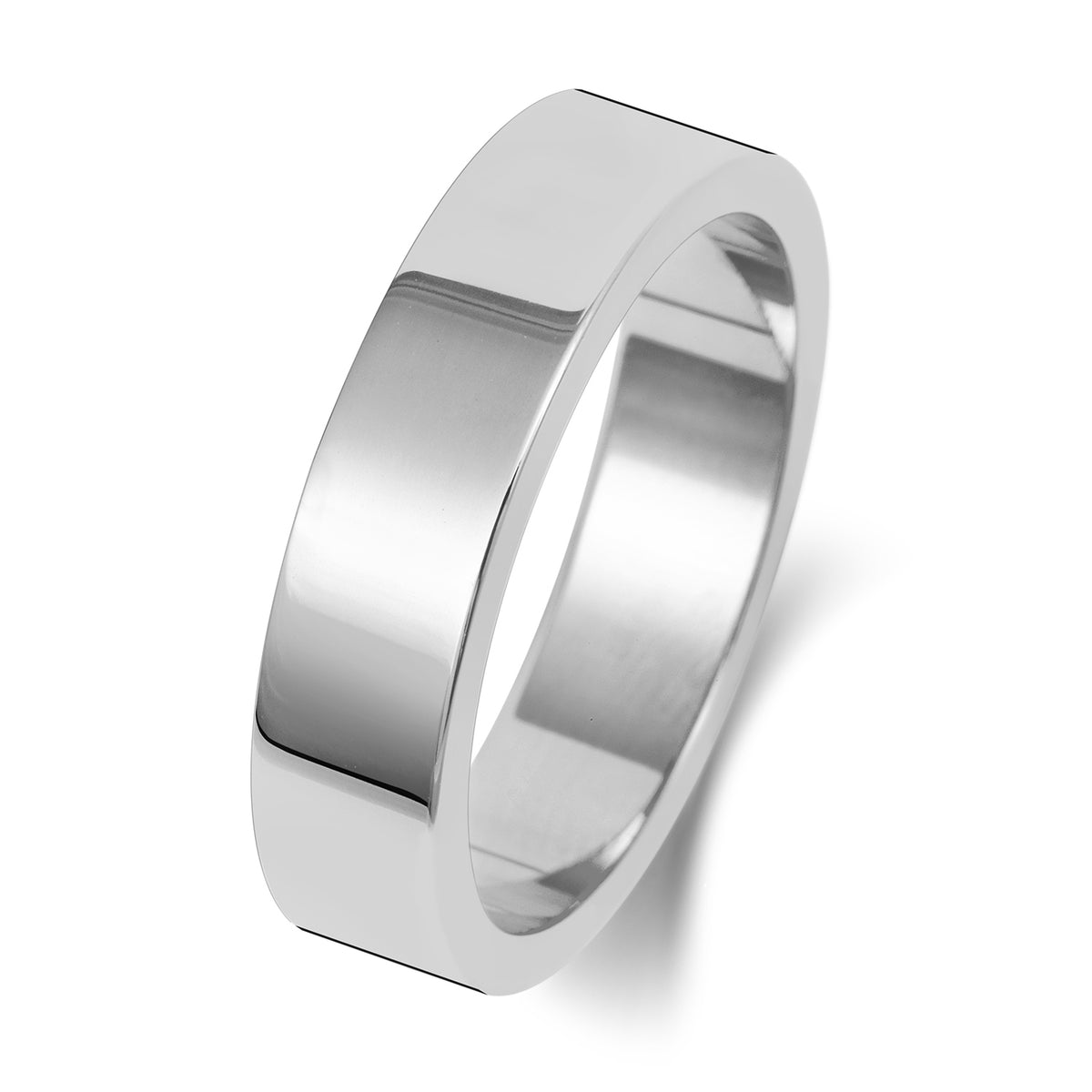 18ct White Gold 5mm Flat Wedding Band