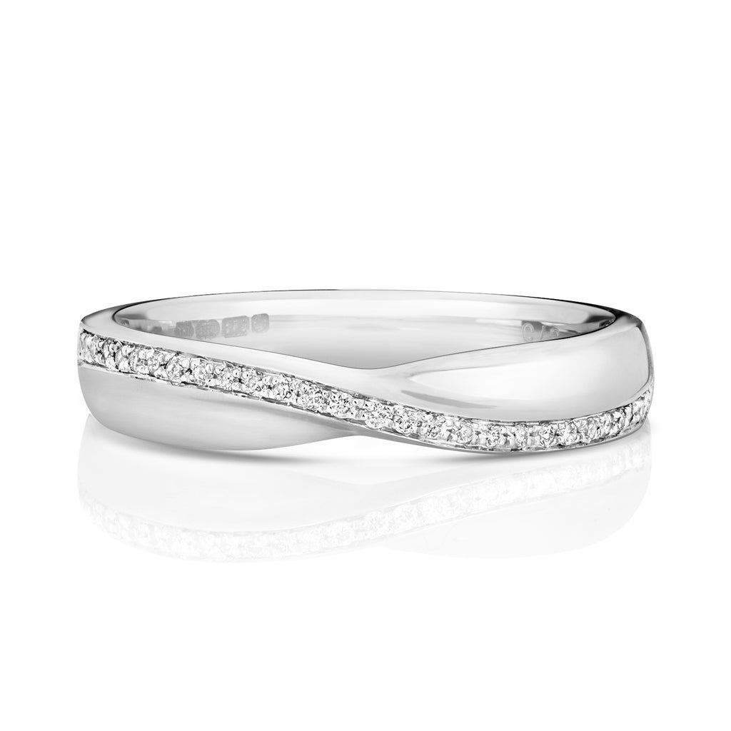 18ct White Gold Diamond Band Ring 0.09 CT