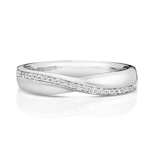 Finglen Band Diemwnt Aur Gwyn 18ct 0.09 CT
