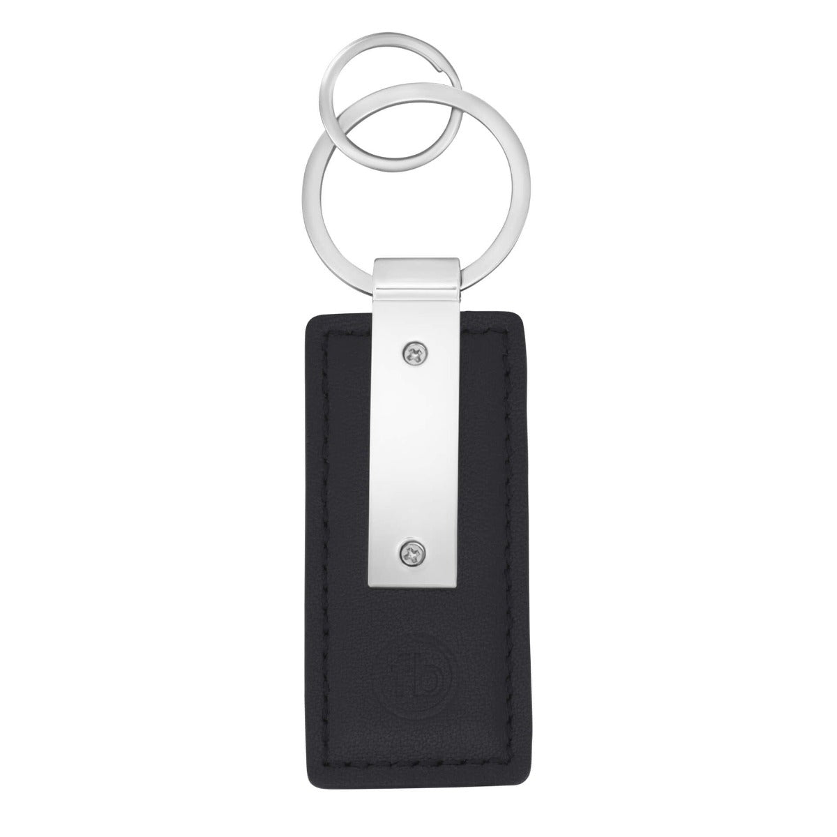 Fred Bennett Black Leather Key Chain with Engravable Tag Y2625